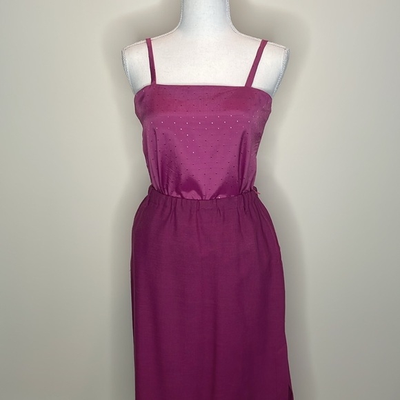 Handmade Magenta Women's Midi Linen Look Skirt. Y2K - Picture 6 of 11